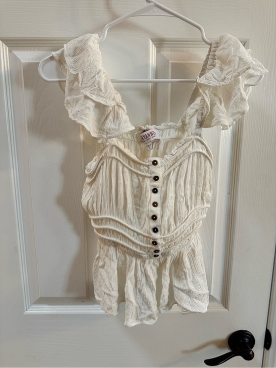 Shyanne Tops - Shyanne Cream Ruffled Button-Front Camisole